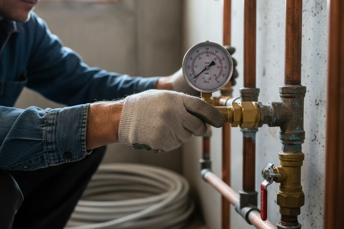 Pressure testing a repaired line during Water Line Repair in West Hills